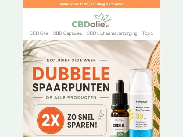 🔥 Dubbele spaarpunten t/m vrijdag, plus 10% op geselecteerde producten!