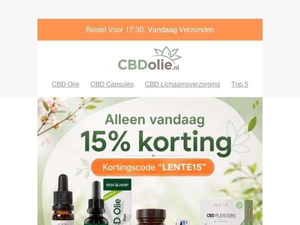 🎉 Alleen Vandaag 15% Korting Op Alle Artikelen - Bestel snel!