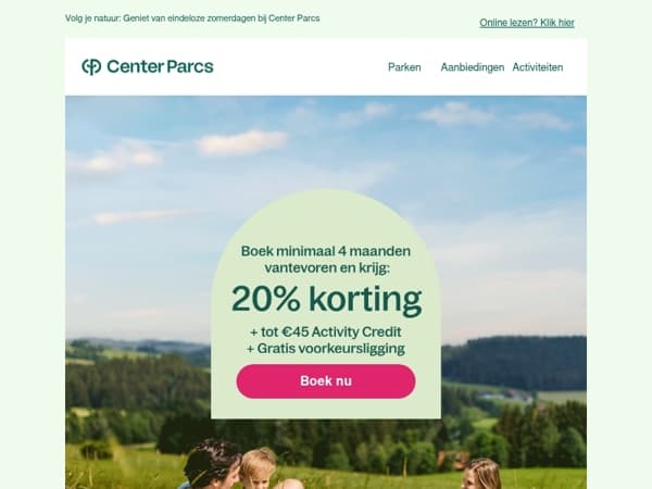 ☀️ Wie vroeg boekt, bespaart 20% en geniet langer van de zomer