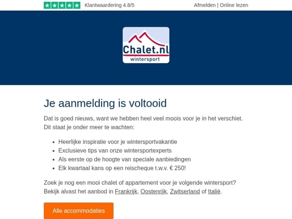 Yes, je inschrijving is gelukt