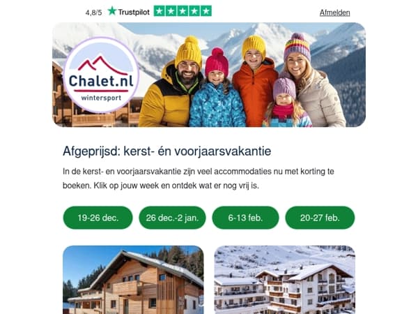Afgeprijsd: kerst- én voorjaarsvakantie