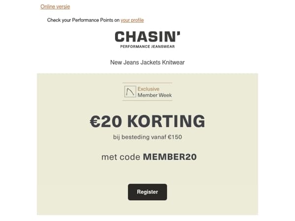 Krijg toegang tot €20 Member Week korting