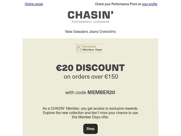 A reward for you: get €20 off now!