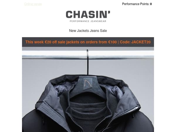 €20 Extra off of Sale Jackets with orders over €100,-