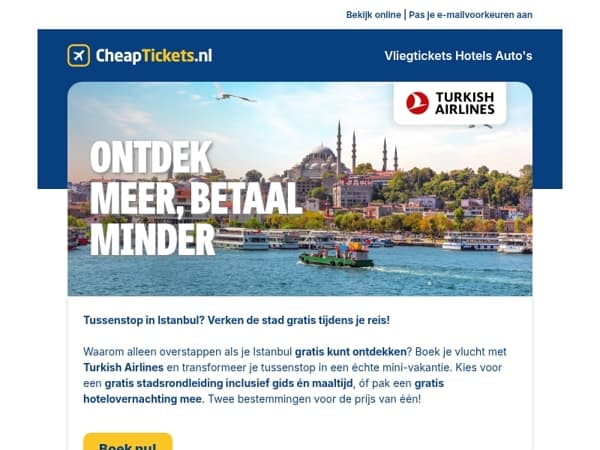 Overstappen in Istanbul? Neem er een gratis vakantie bij! ✈️