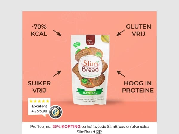 25% korting bij 2 SlimBreads of meer 🥖😱