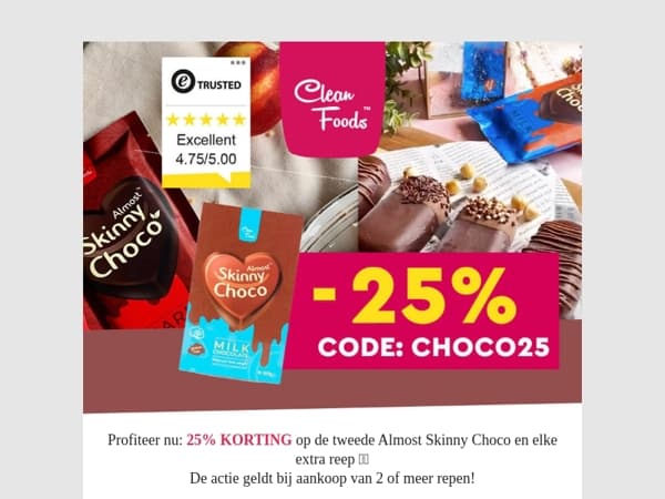 Vier Pasen met 25% korting op onze gezonde choco-repen! 🍫🐣