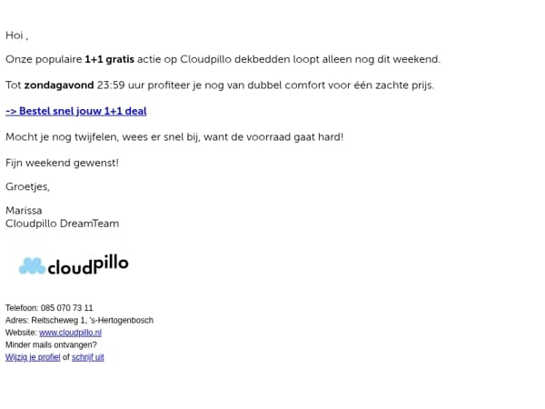 1+1 gratis loopt dit weekend af