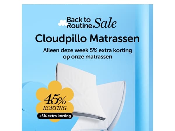 Matrassen: 45% + 5% extra deze week