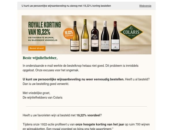 De winkelwagen werkt weer – onze excuses