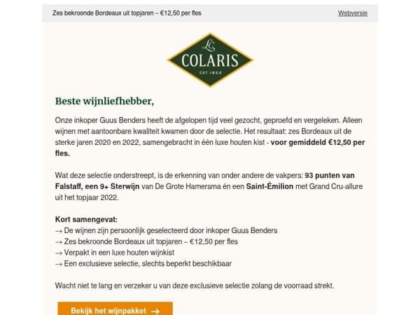 Zes bekroonde Bordeaux uit topjaren – €12,50 per fles