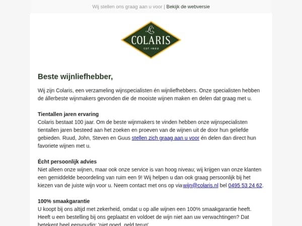 Welkom bij Colaris!