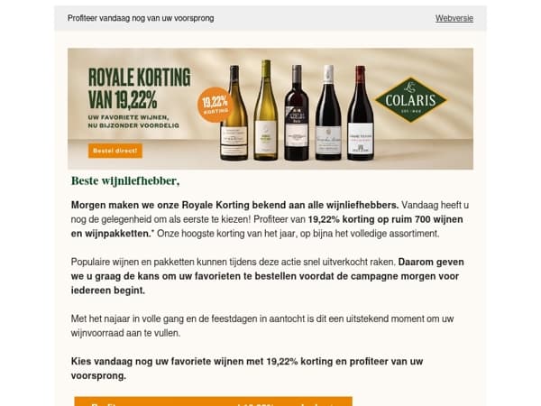 Pre-sale 19,22% - kies uw favorieten vóór de grote aankondiging