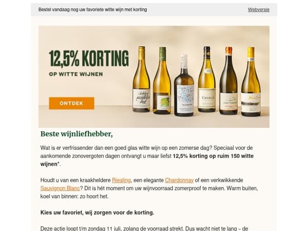 Zet de zomer koud – 12,5% korting op ruim 150 witte wijnen 🍷☀️