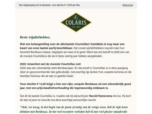 De allerlaatste Courteillac: driekwart is al verkocht
