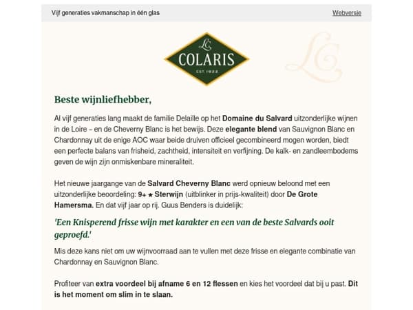 Salvard Cheverny - Extra voordeel bij afname van 6 of 12 flessen