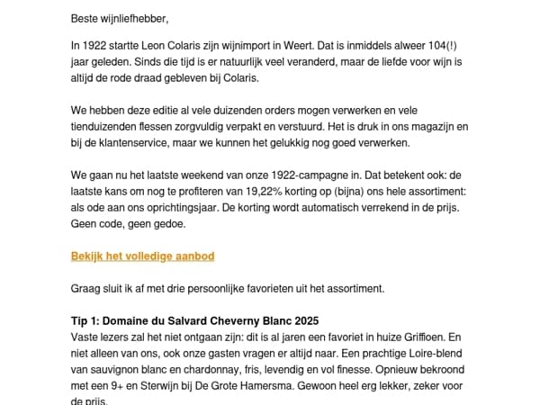 104 jaar Colaris en dat vieren we graag met u