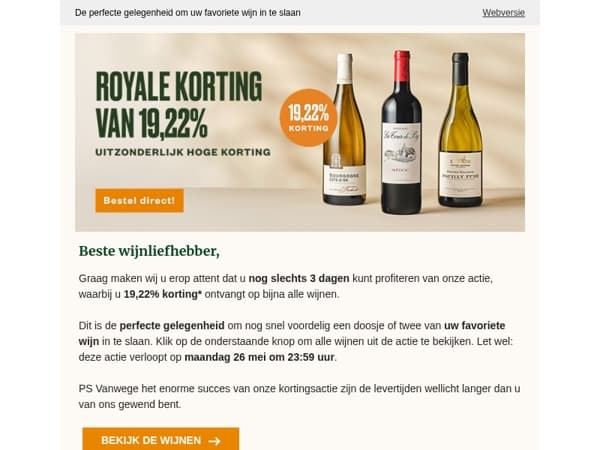 Nog maar 3 dagen 19,22% korting op alles*