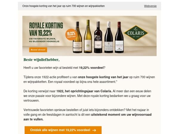 Uw favoriete wijnen met 19,22% korting