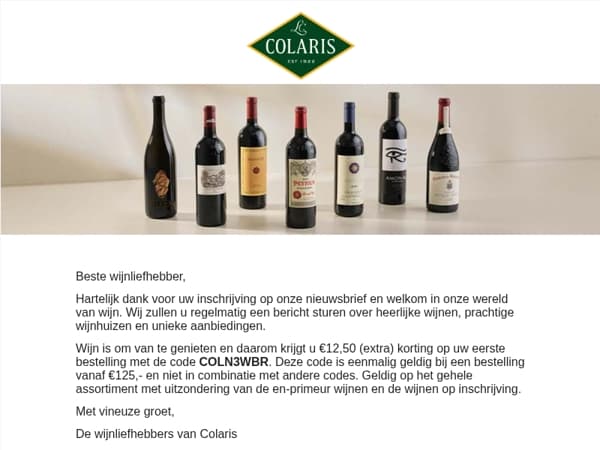 Welkom bij Colaris, uw nieuwsbrief inschrijving is geslaagd
