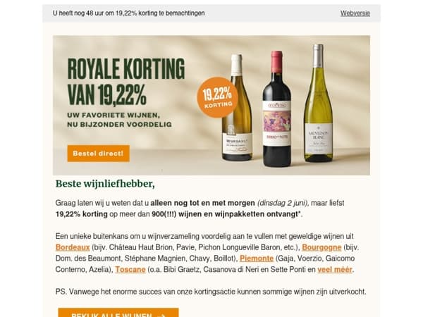 U heeft nog 48 uur om 19,22% korting te bemachtingen