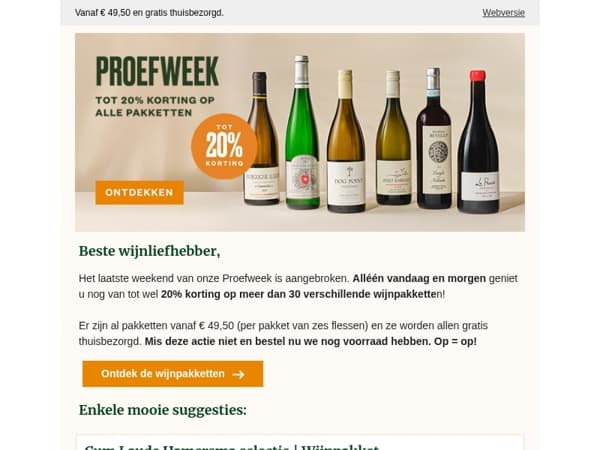 Alléén dit weekend nog tot wel 20% proefkorting