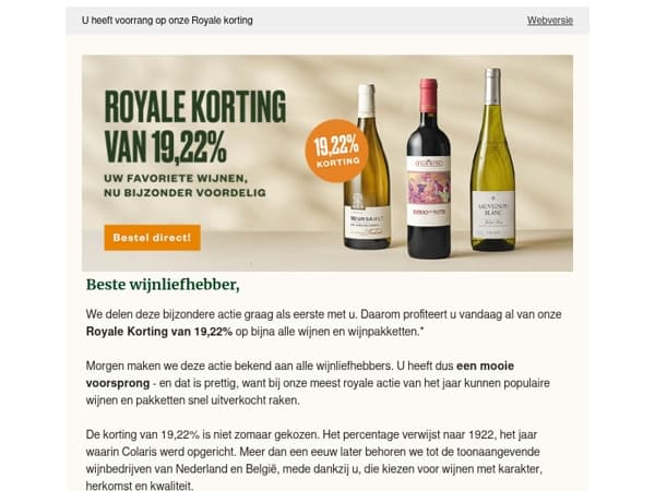 Speciaal voor u: profiteer als eerste van 19,22% korting