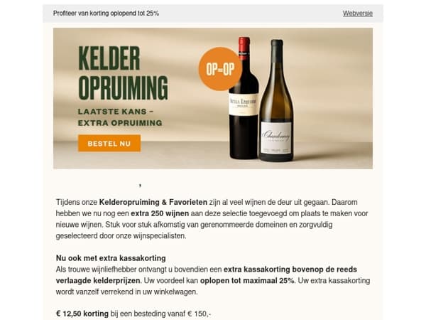 Extra kassakorting op Kelderopruiming & Favorieten