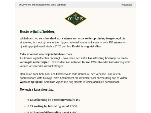 Onze keldervondsten met tot wel 20% korting