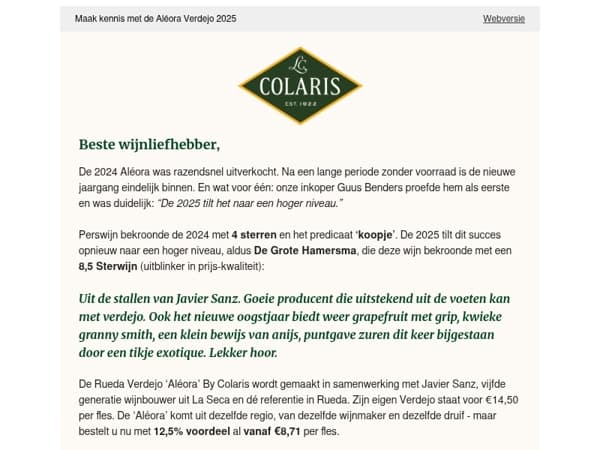 De meest gevraagde Verdejo van ons assortiment is terug