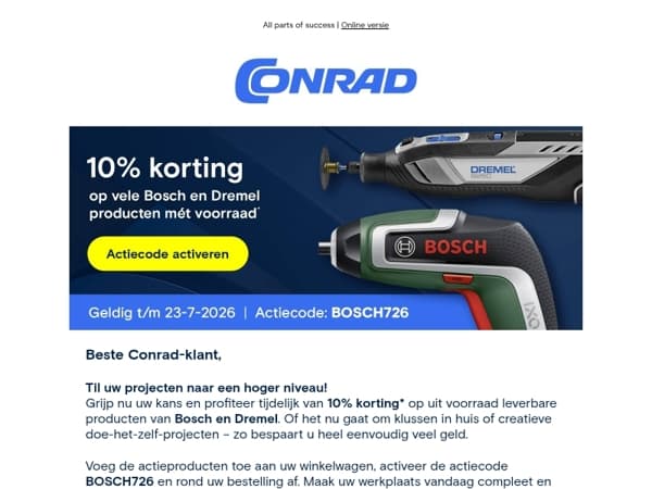 10% korting op Bosch & Dremel: profiteer vandaag!