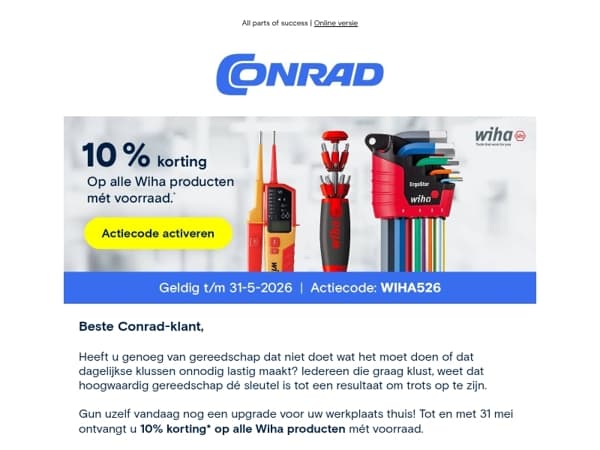 🛠️ Exclusieve Wiha actie: 10% korting*