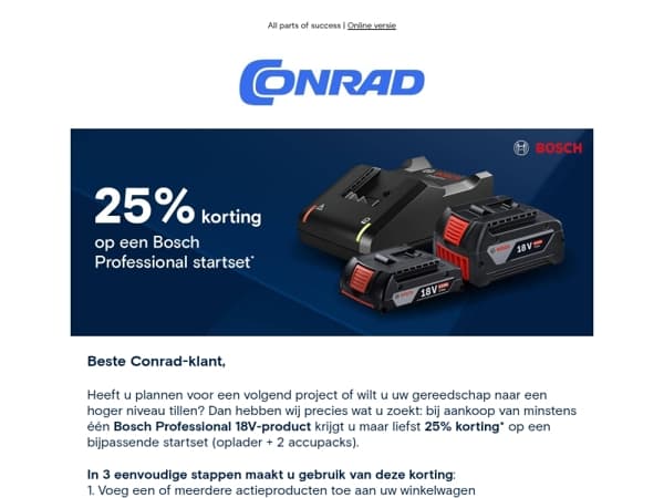 25% korting op uw Bosch Professional 18V-startset!