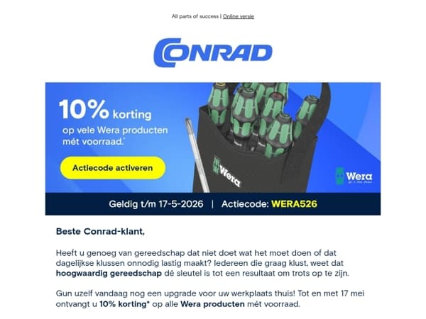 🛠️ Exclusieve Wera actie: 10% korting*