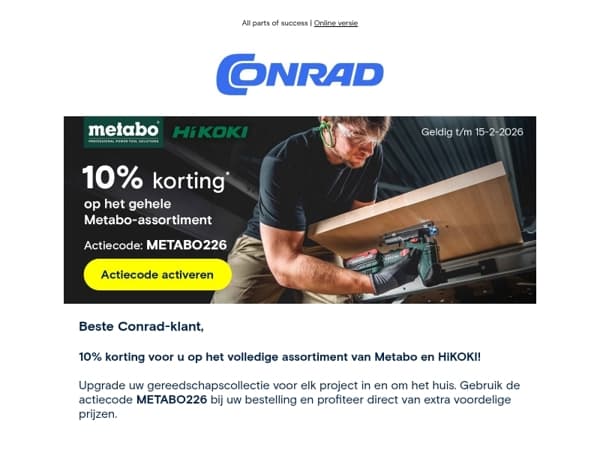 Nu: 10% korting op Metabo en HiKOKI 🛠️