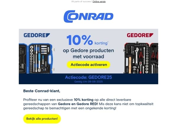 Jouw Gedore favorieten met 10% korting!