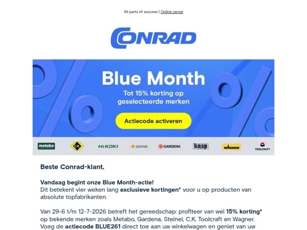 🚀 Blue Month begint: tot 15% korting op geselecteerd gereedschap van topmerken!