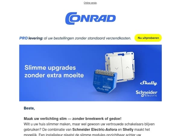 Schneider Electric Asfora & Shelly: voor een voordelige aanpassing van uw woning met slimme apparaten.