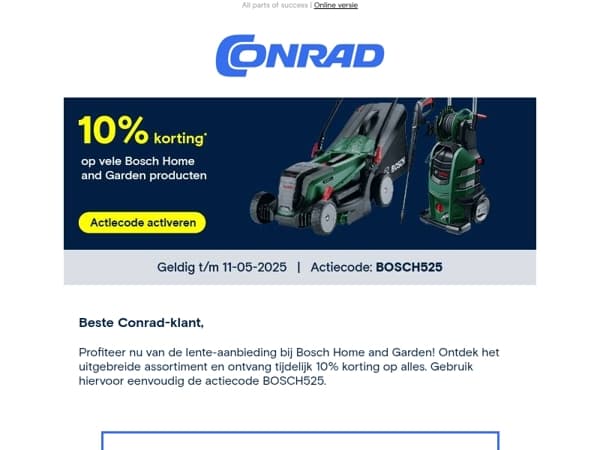 10% korting op vele Bosch Home and Garden producten