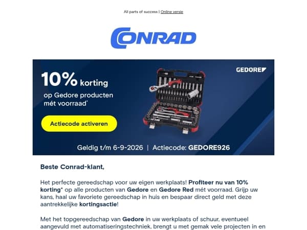 10% korting* op Gedore.