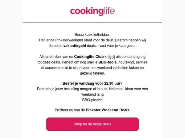 BBQ weekend? Als eerste toegang tot onze vakantiegeld deals ?