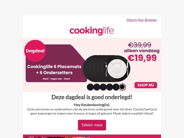 Met deze dagdeal is jouw tafel gedekt en korting geserveerd!