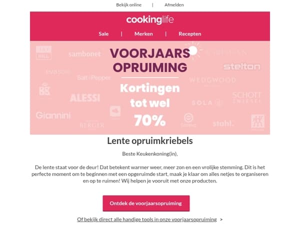 Lente opruimkriebels? Begin in de keuken met onze voorjaarsopruiming tot 70%! 