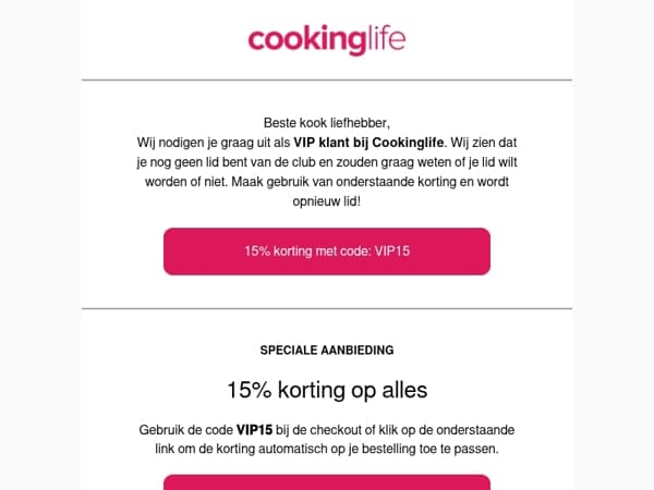 wilt u VIP klant worden bij Cookinglife?