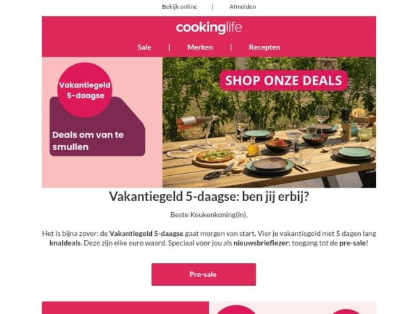 VIP ONLY: Geniet nu alvast van onze Vakantiegeld 5-daagse deals! 🤑☀️