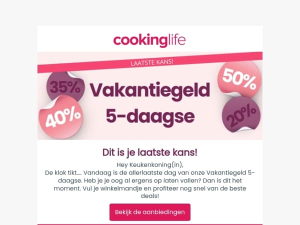 ⏰ Laatste kans voor de Vakantiegeld 5-daagse