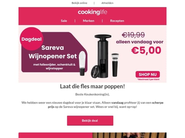 Voor deze dagdeal van €5 is geen kurk te gek 😉