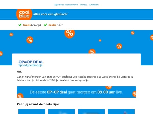Bekijk als eerste onze OP=OP deals