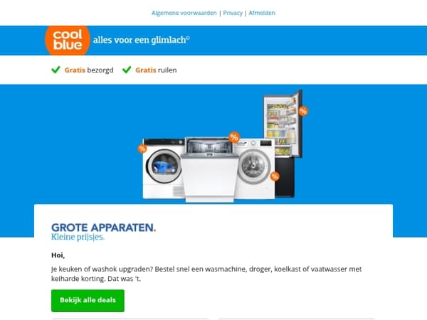 Bestel nu grote apparaten voor kleine prijsjes