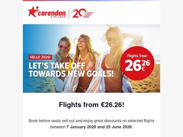 ✈️ Fly from just €26.26!